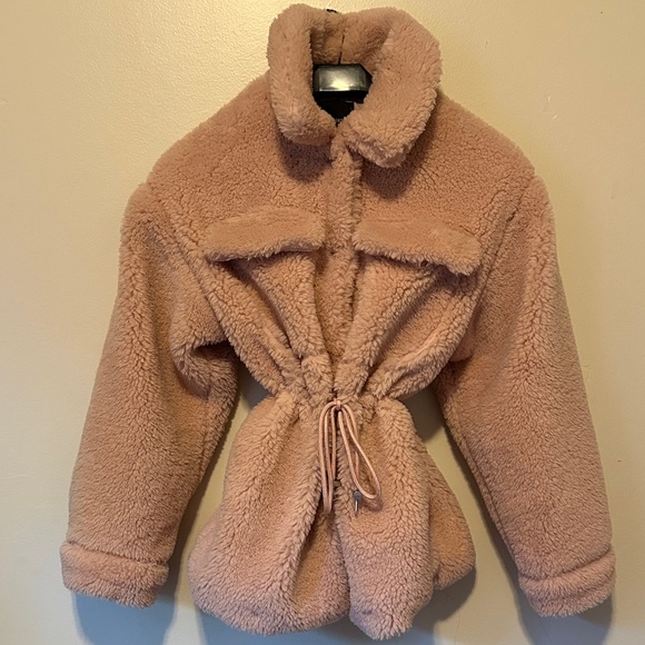 Forever 21 Jackets & Blazers - Forever 21 Pink Teddy Jacket with cinch waist - See pics for true pink color!